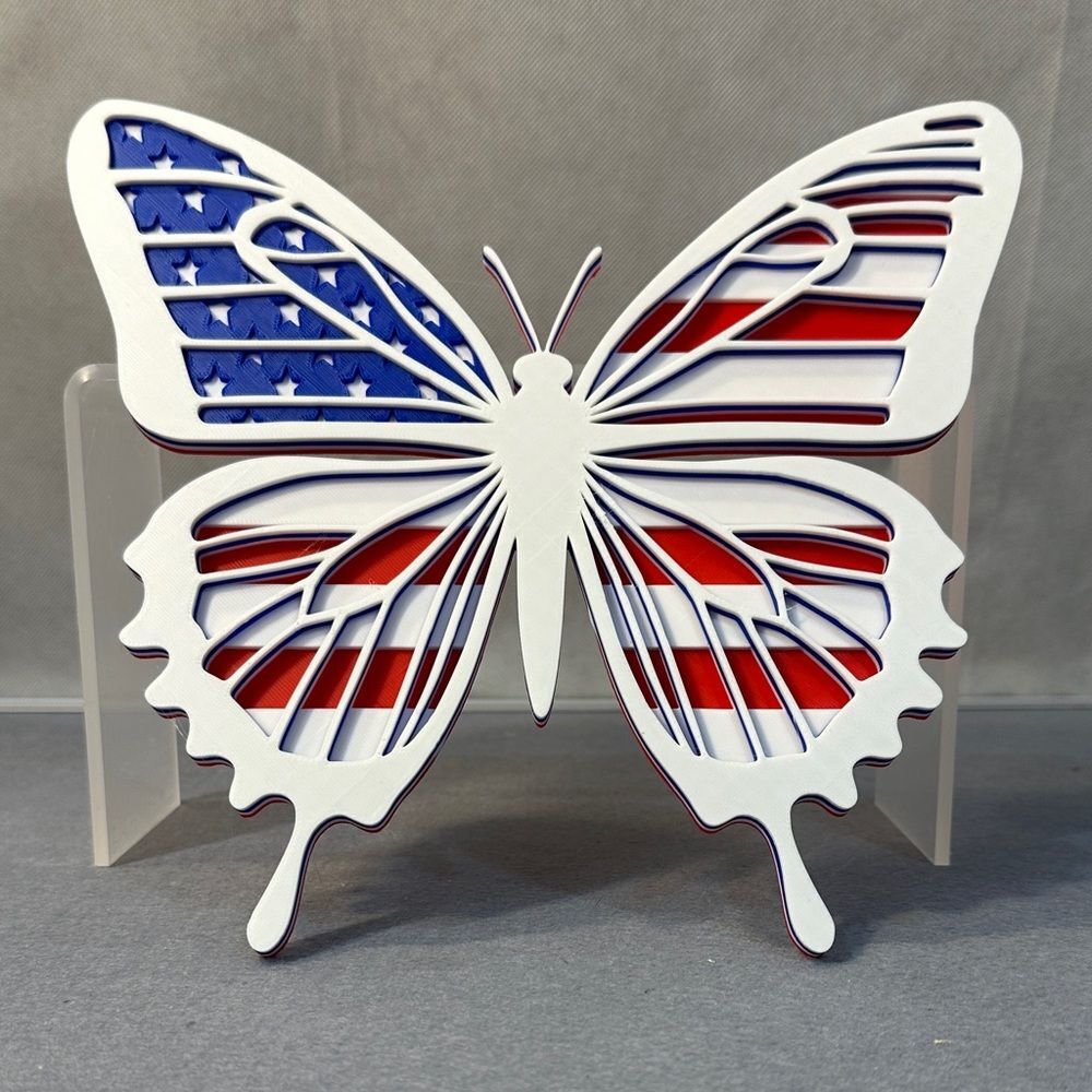 3D Printed Patriotic Butterfly Decor